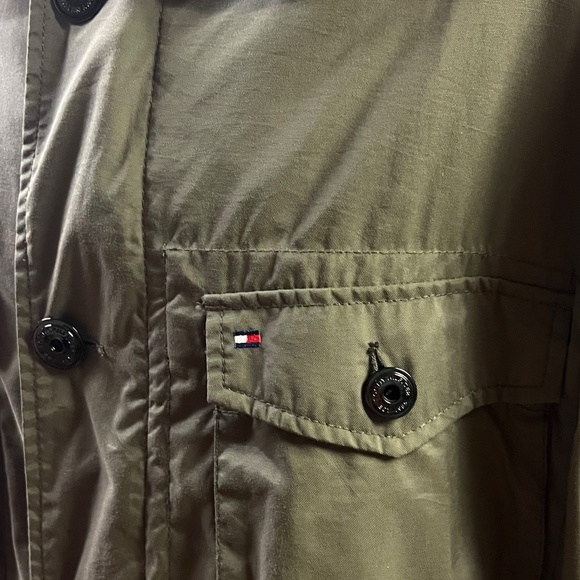 Tommy Hilfiger Military Field Jacket XL Olive Green Collared Vintage Utility - Picture 10 of 16